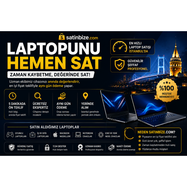 Laptopunu Anında Sat | İstanbul Hızlı Nakit Laptop Alımı