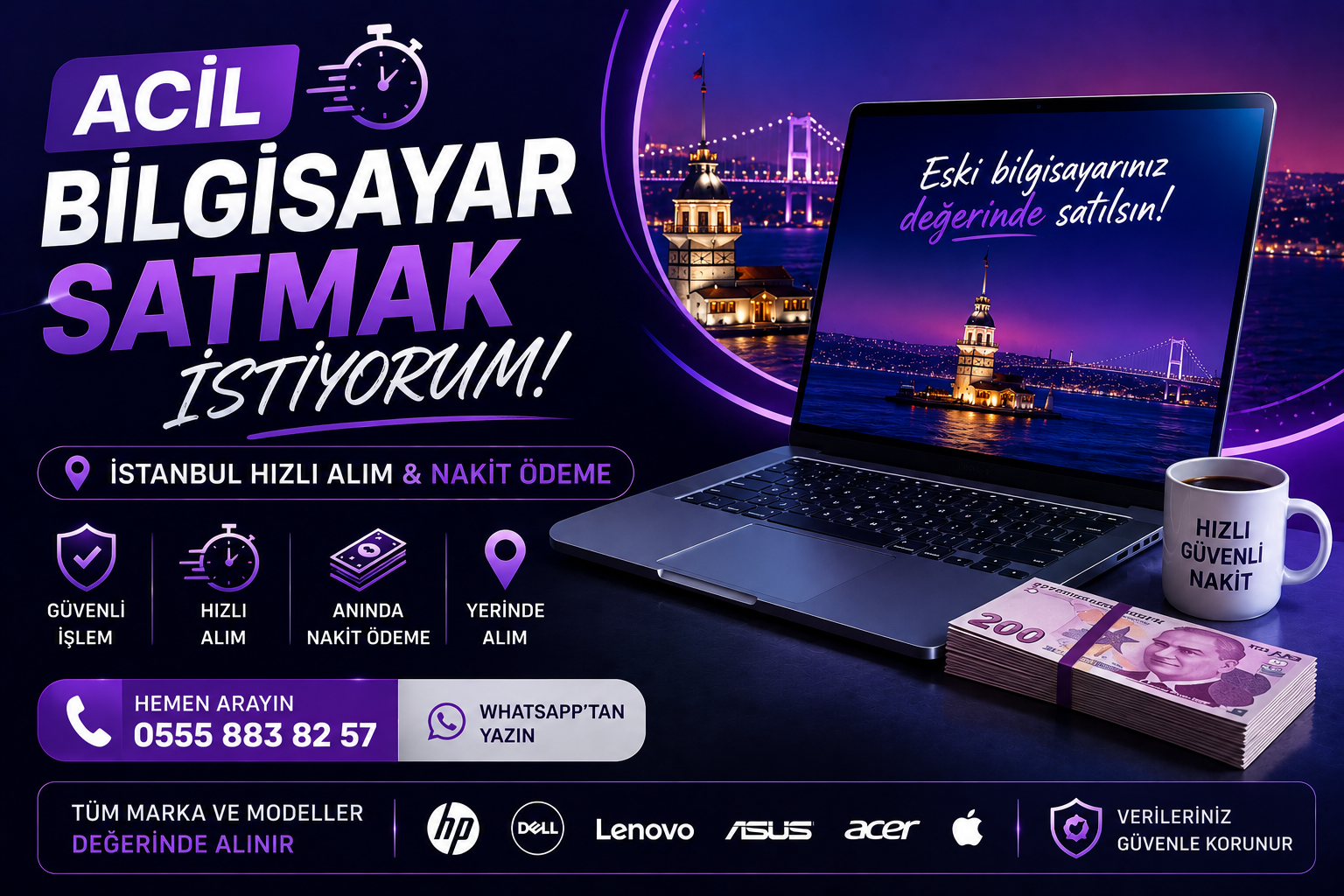  Acil Bilgisayar Satışı İstanbul (Hızlı Çıkış) 